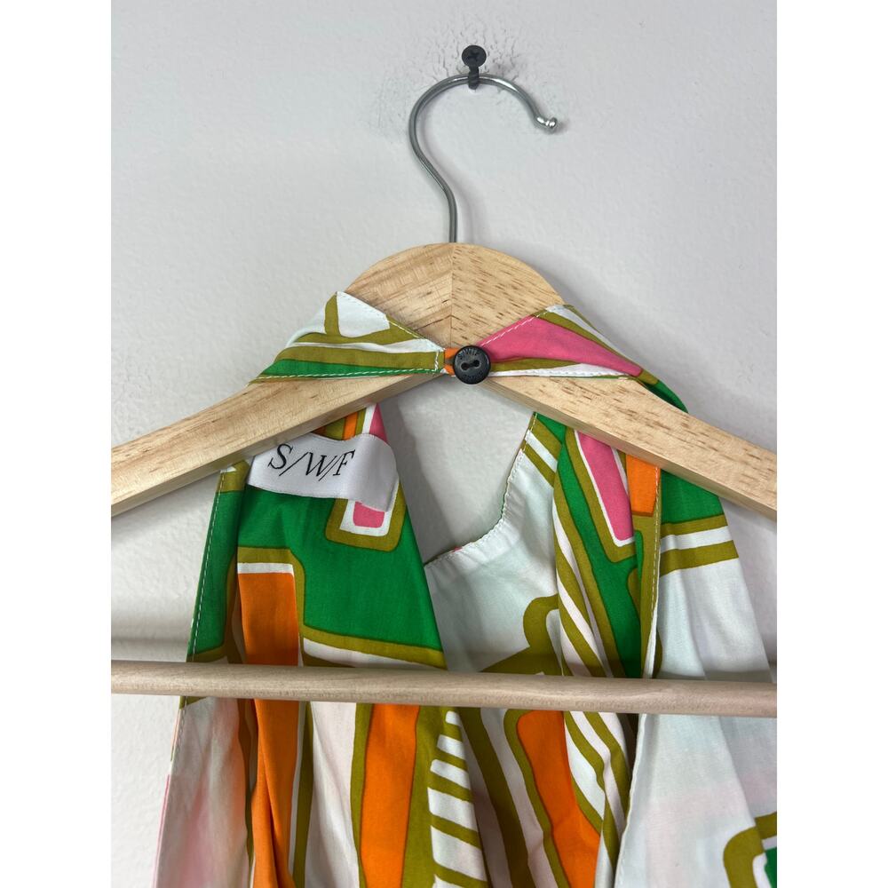 NEW S/W/F Poplin Open Back Tie Halter High Neck Top Solstice Green Pink Orange - Picture 6 of 8